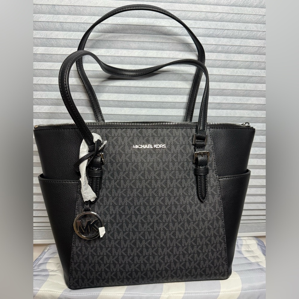 Michael Kors Black and Gray Signature Tote